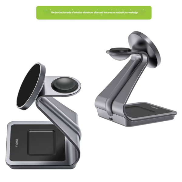 3-in-1 Aluminum alloy MagSafe Wireless Charging Station – Fast Charger for iPhone 16/15/14/13/12, Apple Watch & AirPods Pro/3/2 | Includes Cable & Wall Charger - 图片 4