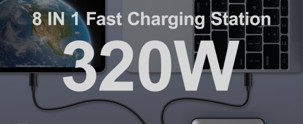 320W USB C Fast Charger Block, 8 Port USB Charging Station, 100W PD PPS Port Fast Charging Station Hub, Laptop Wall Charger Compatible with MacBook/iPhone 16/iPad/Galaxy S23/22 etc - 图片 2