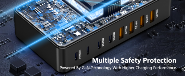 320W USB C Fast Charger Block, 8 Port USB Charging Station, 100W PD PPS Port Fast Charging Station Hub, Laptop Wall Charger Compatible with MacBook/iPhone 16/iPad/Galaxy S23/22 etc - 图片 3