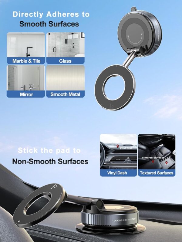 360° Vacuum Magnetic Phone Holder – Hands-Free Car Mount for iPhone 16 Pro Max, Android & More! Perfect for Car, Gym, Mirror, Shower & Smooth Surfaces - 图片 9