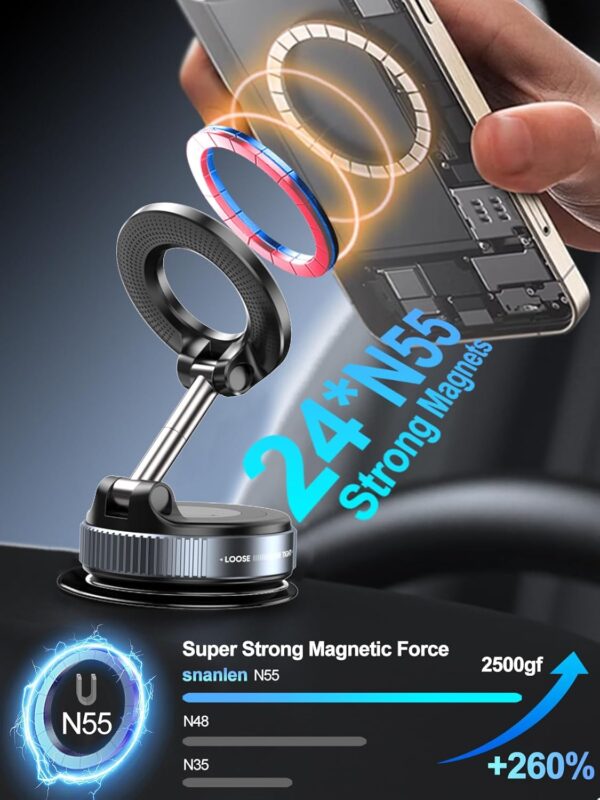 360° Vacuum Magnetic Phone Holder – Hands-Free Car Mount for iPhone 16 Pro Max, Android & More! Perfect for Car, Gym, Mirror, Shower & Smooth Surfaces - 图片 6