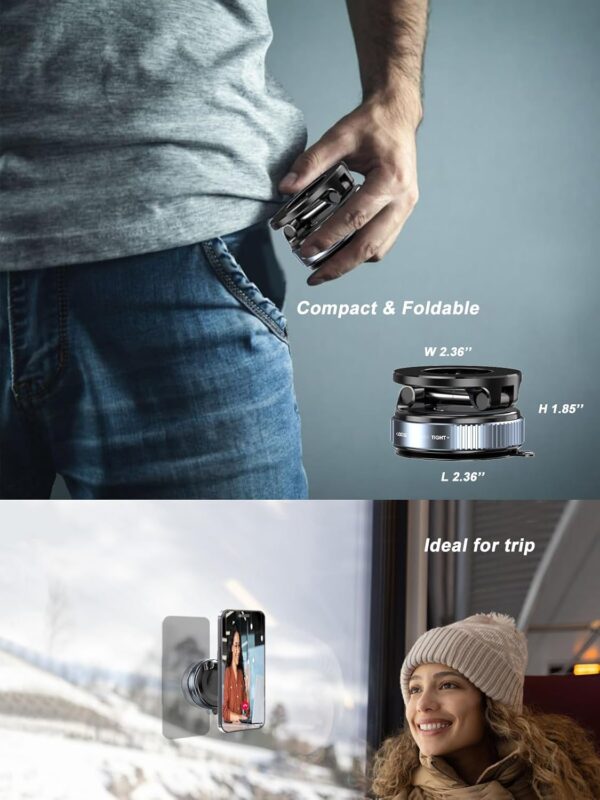360° Vacuum Magnetic Phone Holder – Hands-Free Car Mount for iPhone 16 Pro Max, Android & More! Perfect for Car, Gym, Mirror, Shower & Smooth Surfaces - 图片 4