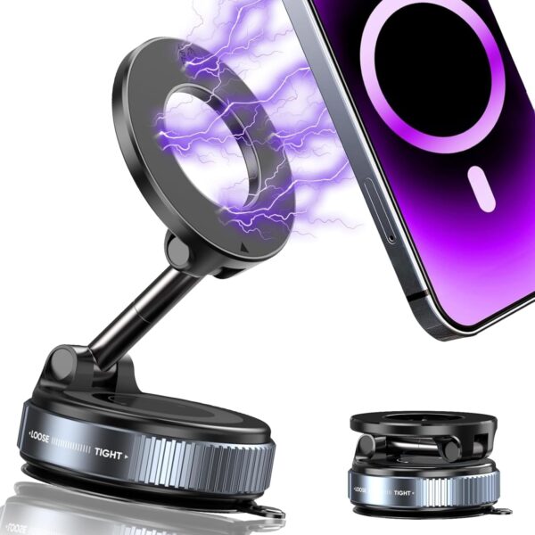 360° Vacuum Magnetic Phone Holder – Hands-Free Car Mount for iPhone 16 Pro Max, Android & More! Perfect for Car, Gym, Mirror, Shower & Smooth Surfaces