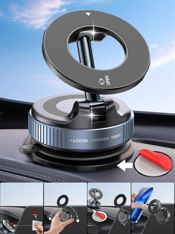 360° Vacuum Magnetic Phone Holder – Hands-Free Car Mount for iPhone 16 Pro Max, Android & More! Perfect for Car, Gym, Mirror, Shower & Smooth Surfaces - 图片 2