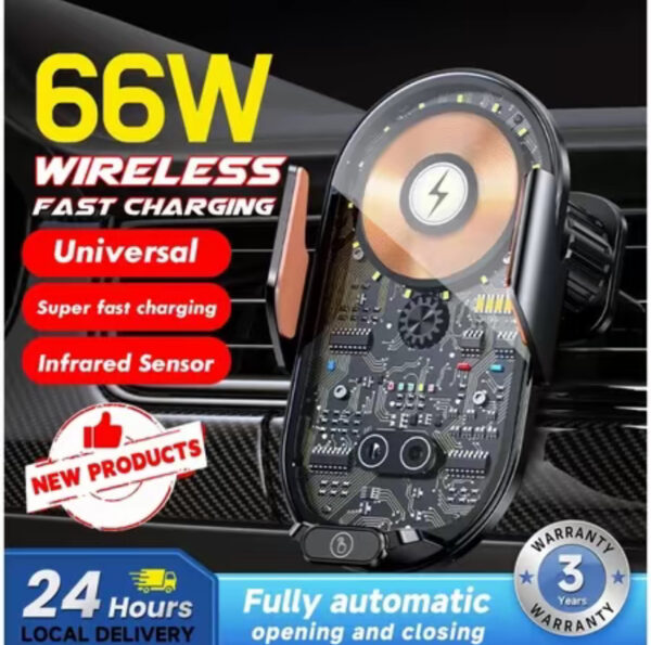 Car Charger,Automatic Fast Charging 66W Wireless Car Charger Car Phone Holder Charger,Wireless Car Charger Mount, Fast Charging Cute Auto Clamping Vent Smart for iPhone Samsung Google ect