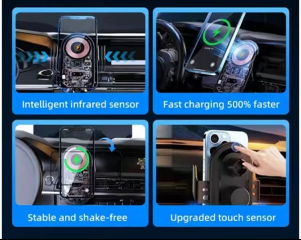 Car Charger,Automatic Fast Charging 66W Wireless Car Charger Car Phone Holder Charger,Wireless Car Charger Mount, Fast Charging Cute Auto Clamping Vent Smart for iPhone Samsung Google ect - 图片 3