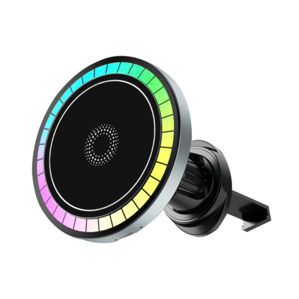 New Magnetic RGB air vent mount 15W fast wireless charging Phone Holder Wireless Charger for iPhone 11 12 13 14 15 16 Pro Max - 图片 2