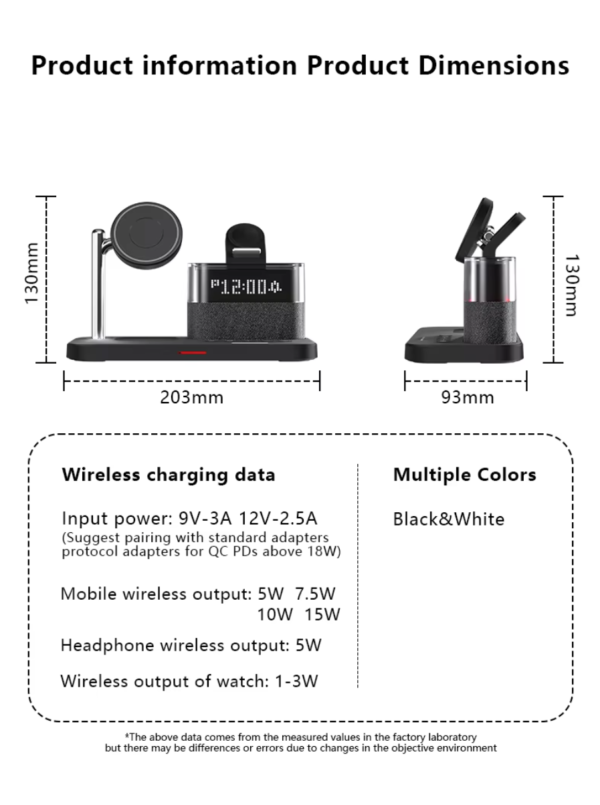 WIRELESS CLEAN, 5 in 1 Wireless Charger with Alarm Clock for Apple Multiple Devices,Bedside Night Light Nightstand Mag-Safe Charging Station for iPhone 16/15/14/13/12,Apple Watch,Air-Pods - 图片 10