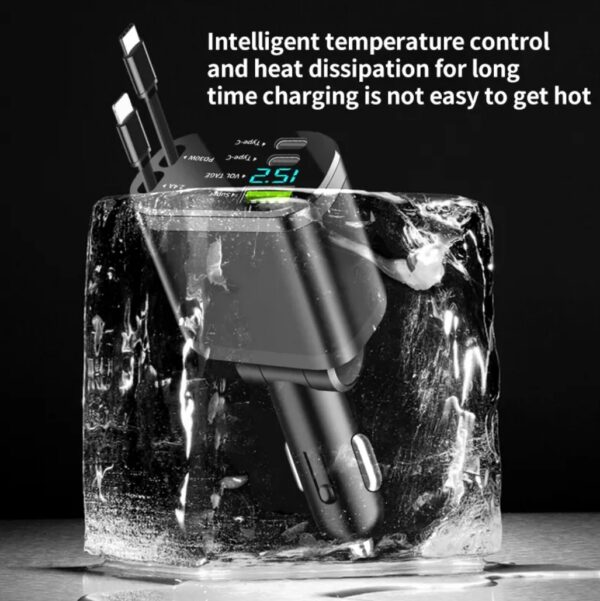 5 in 1 Retractable Car Charger Mobile Phone USB PD Type C Cable Fast Charge Cord Cigarette Lighter QC/PD Adapter for iPhone - 图片 4