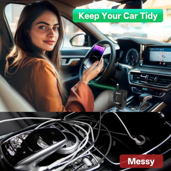 Retractable Car Charger 4 in 1, with 2 Cables, Supports Super Fast Charging(Max 66W), 2 USB Ports Car Charger Adapter for iPhone 16/15/14/13/12/11 Pro Max, Fold6/5/S25/24, Pixel - 图片 9