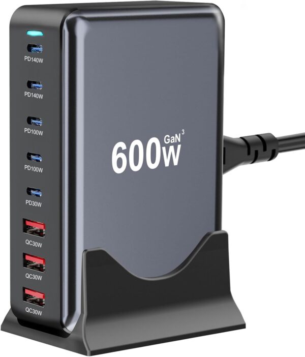 600W-Fast-USB-C-ChargerGaN-Charger8-Port-Charging-StationDual-140W-PD3.1-Fast-Charging-Station-for-Multiple-Devices-Laptop-Wall-Charger-Compatible-with-MacBookiPhone