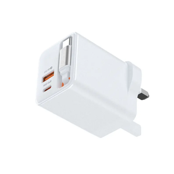 Retractable Wall Charger GaN 40W PD Fast USB C Charger with Retractable Type-C Cable for Mobile Phone Laptop Tablet - 图片 3