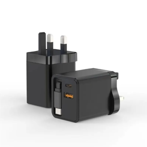 Retractable Wall Charger GaN 40W PD Fast USB C Charger with Retractable Type-C Cable for Mobile Phone Laptop Tablet - 图片 2