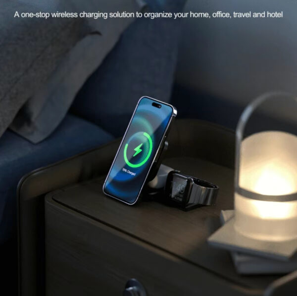 Wireless charger 3 1 android Charging Station for Apple Magsafe Charger Travel Accessories, Wireless Charger 3 in 1 for iPhone 12 13 14 16 15 Pro Max Magsafe Accessories Charger for Airpods iWatch iPhone - 图片 9