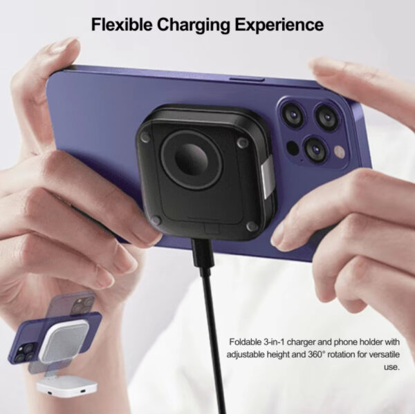 Wireless charger 3 1 android Charging Station for Apple Magsafe Charger Travel Accessories, Wireless Charger 3 in 1 for iPhone 12 13 14 16 15 Pro Max Magsafe Accessories Charger for Airpods iWatch iPhone - 图片 7