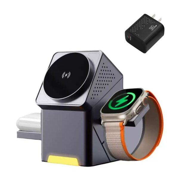 3-in-1 Wireless Charging Station: Fast 15W Charging for Phone, Watch & Earbuds | Modern Desk Organizer Magnetic Magic Wireless charger