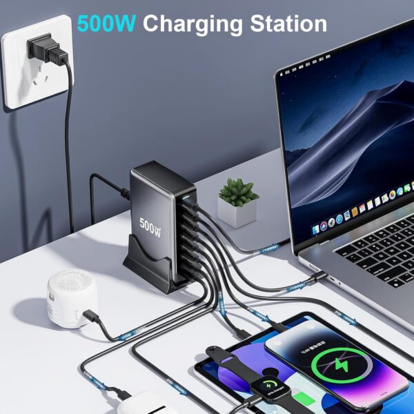 500W 8 Ports  GaN USB Type C Fast Charger Multiple Ports PD QC3.0 Desktop Fast Charger for Phone 16 15 14 13 - 图片 10
