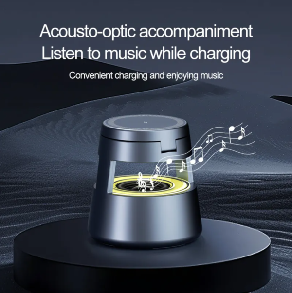 5 in 1 Charging Station,Magnetic Wireless Charger with Night Light & Speaker for Apple MagSafe Charger Stand,Foldable Nightstand Charging Station for iPhone,Airpods,Watch - 图片 4