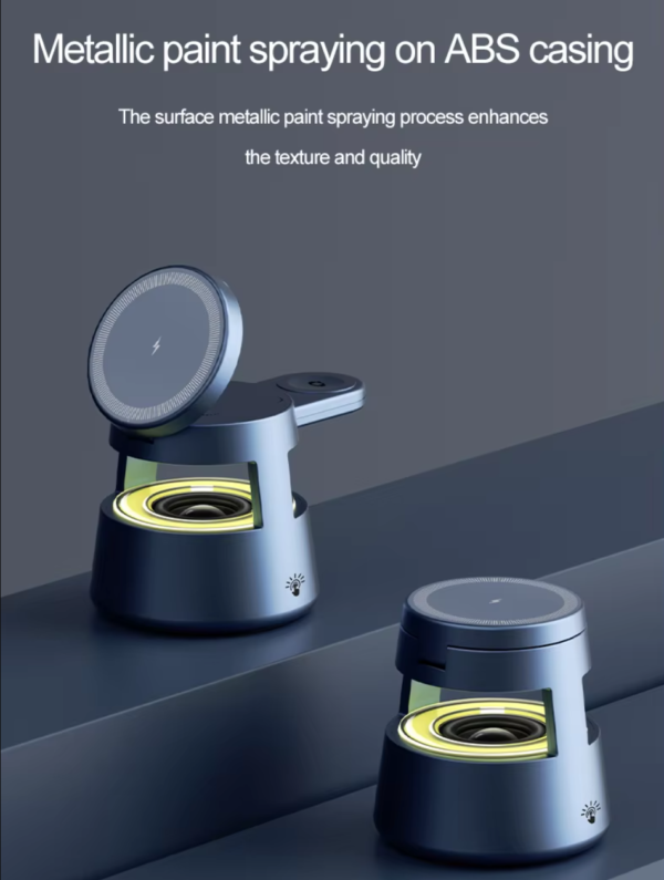 5 in 1 Charging Station,Magnetic Wireless Charger with Night Light & Speaker for Apple MagSafe Charger Stand,Foldable Nightstand Charging Station for iPhone,Airpods,Watch - 图片 7
