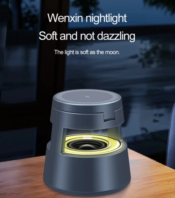 5 in 1 Charging Station,Magnetic Wireless Charger with Night Light & Speaker for Apple MagSafe Charger Stand,Foldable Nightstand Charging Station for iPhone,Airpods,Watch - 图片 9