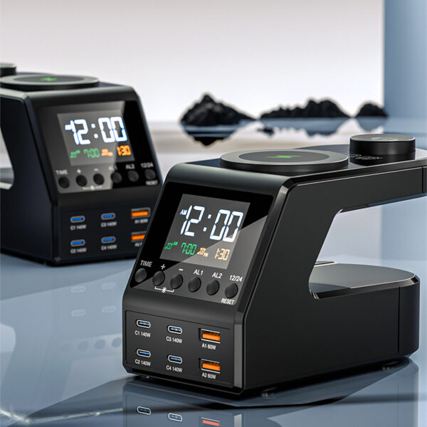 Newest Charger station 240W All-In-One Digital Clock Wireless Charger Cross-Border Private Model Multi-Function Alarm and Wireless Charging Features - 图片 6