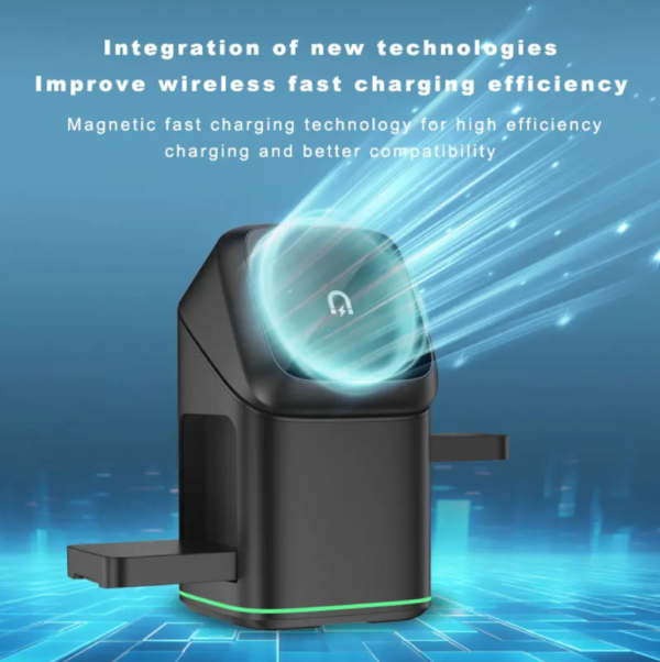 Newest Design Wireless Charger 3 in 1 Magsafe Strong Magnetic Multifunctional Wireless Charger Automatic Magic Rotating Foldable With Desktop Station Foldable Travel - 图片 4