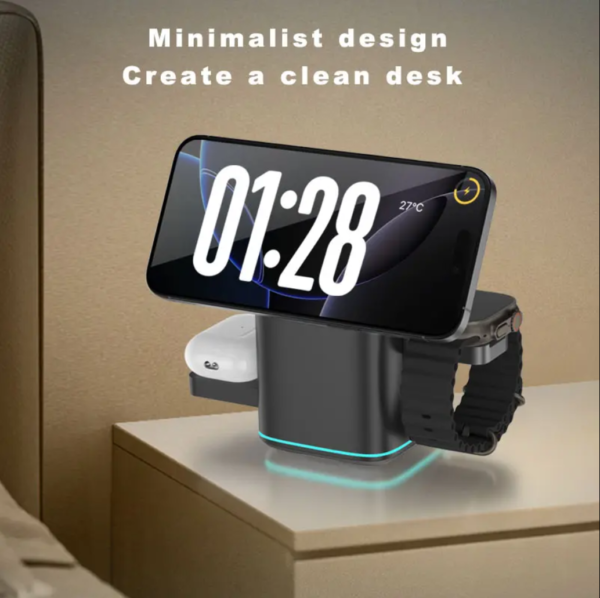 Newest Design Wireless Charger 3 in 1 Magsafe Strong Magnetic Multifunctional Wireless Charger Automatic Magic Rotating Foldable With Desktop Station Foldable Travel - 图片 5