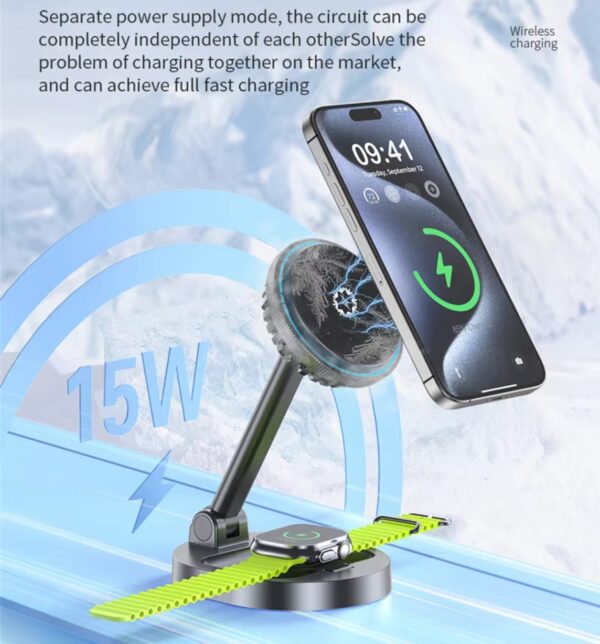 Newest Creative Charger Cooling Fan 3 in 1 Magnetic Wireless Charger Stand for iPhone 15 14 13 12 Pro Max Mini Fast Charging Station Dock - 图片 5